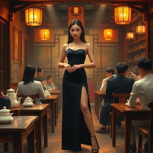 热闹的老茶肆用餐场景