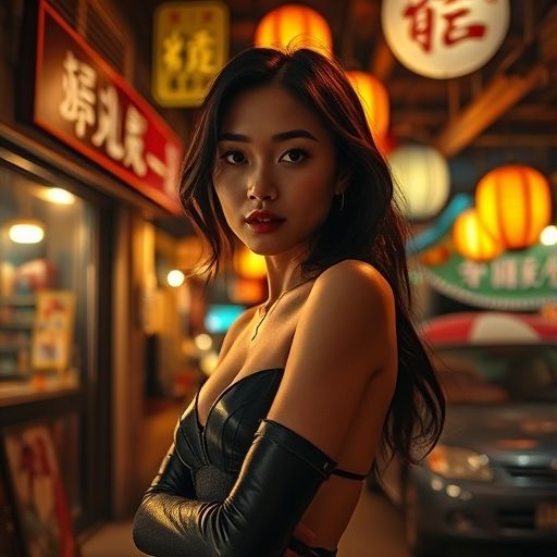 新塘夜场小店暧昧灯光下的街头一角
