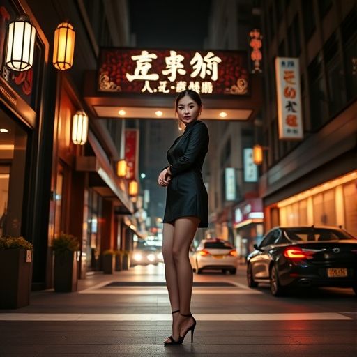 夜晚城市街景中低调而有格调的会所入口