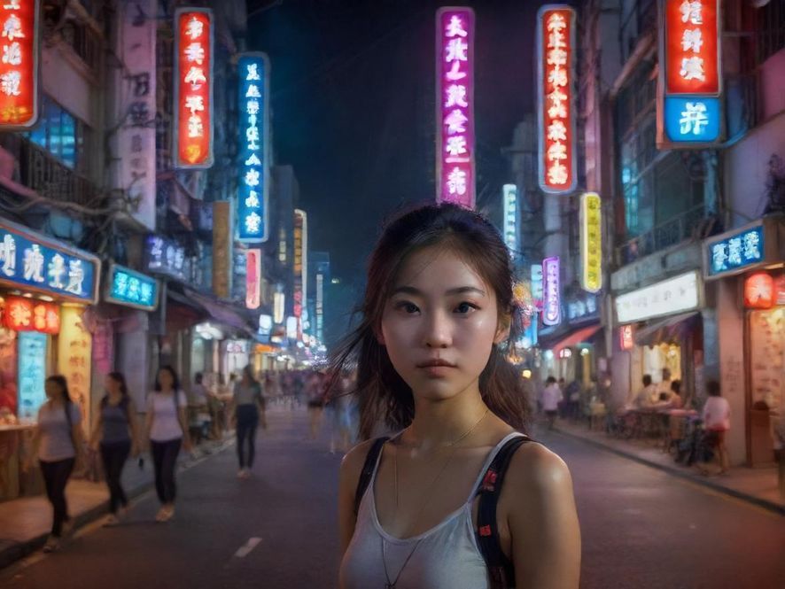 佛山夜生活繁华街道夜景