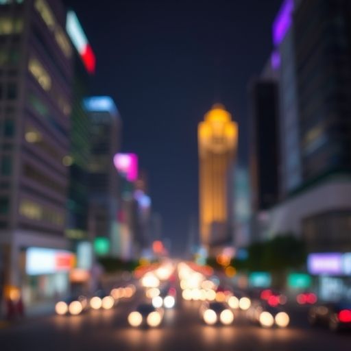 广州城市夜景模糊灯光摄影风格都市氛围