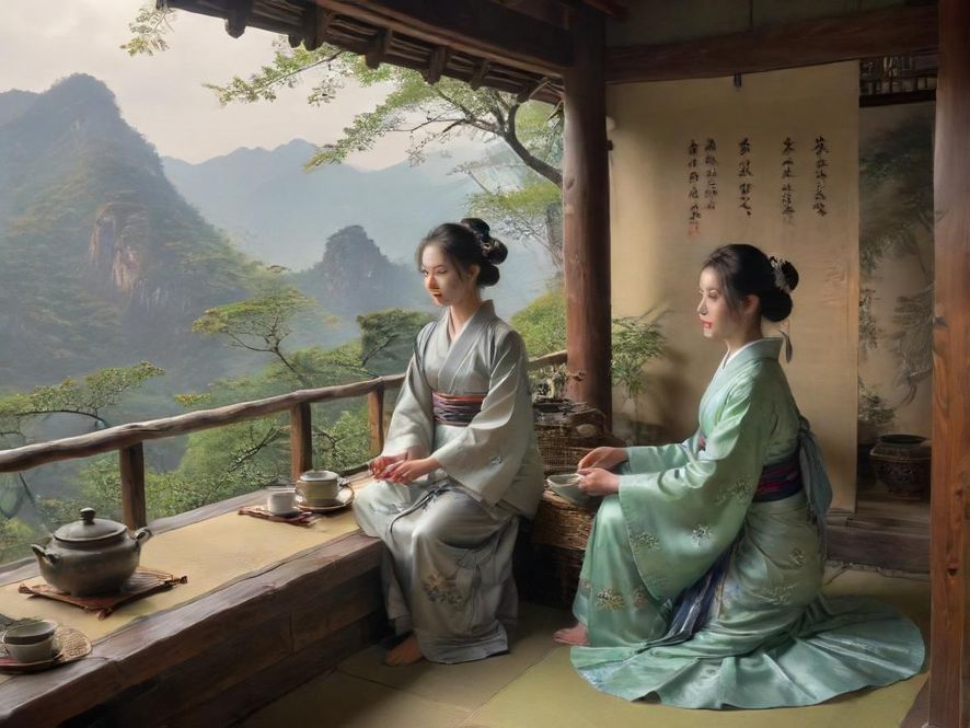 雅致的南山茶室，木质桌椅与茶香相伴