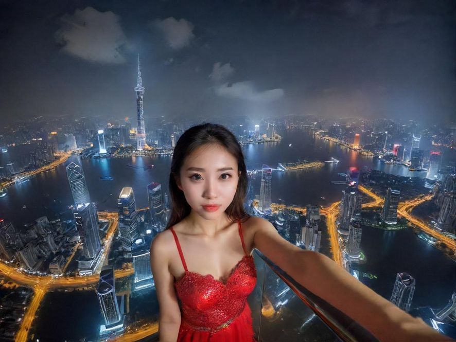 广州的繁华夜景与城市天际线