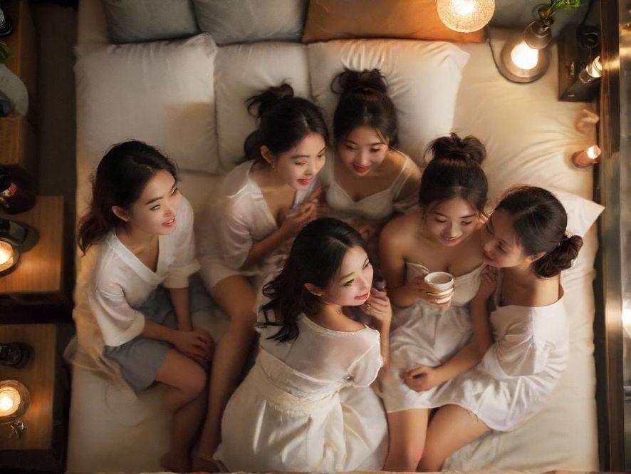普君吧聚会场景，朋友们围坐一起欢笑