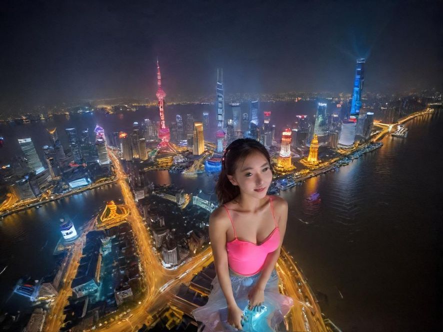 流光溢彩的上海城市夜景