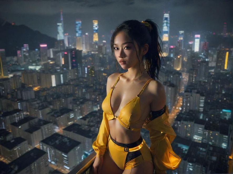繁华都市夜景，霓虹闪烁，车流穿梭，高楼林立，展现现代都市的喧嚣与活力。